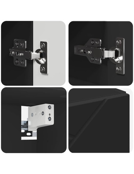 Set di mobili per il bagno con porta 4 pcs Nero 61 x 35 x 64 cm