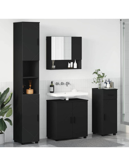 Set di mobili per il bagno con porta 4 pcs Nero 61 x 35 x 64 cm