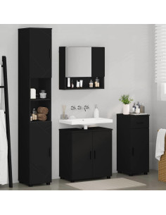 Set di mobili per il bagno con cassetto con porta 4 pcs Nero 2