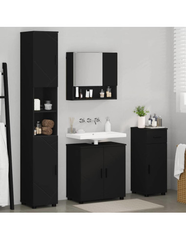 Set di mobili per il bagno con cassetto con porta 4 pcs Nero