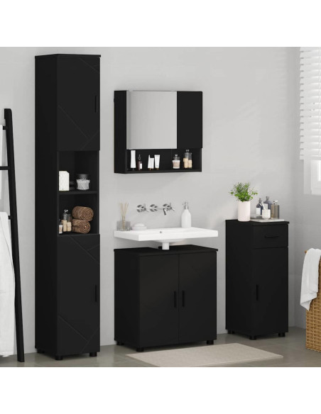 Set di mobili per il bagno con cassetto con porta 4 pcs Nero