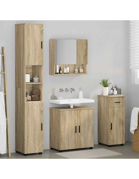 Set di mobili per il bagno con cassetto 4 pcs Rovere Sonoma