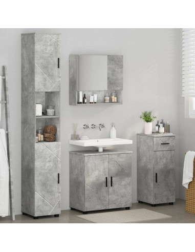 Set di mobili per il bagno con cassetto 4 pcs Grigio cemento