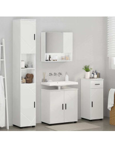 Set di mobili per il bagno con cassetto 4 pcs Bianco Lucido 2