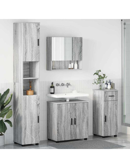 Set di mobili per il bagno 4 pcs Grigio sonoma 61 x 35 x 64 cm