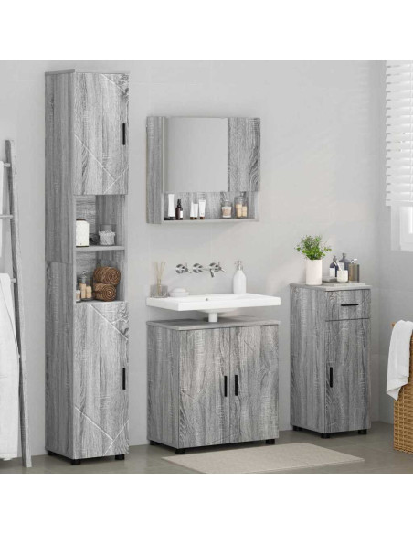 Set di mobili per il bagno 4 pcs Grigio sonoma 61 x 35 x 64 cm
