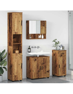 Set di mobili per il bagno con cassetto 4 pcs Legno vecchio 2