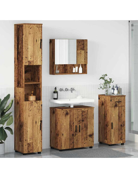 Set di mobili per il bagno con cassetto 4 pcs Legno vecchio