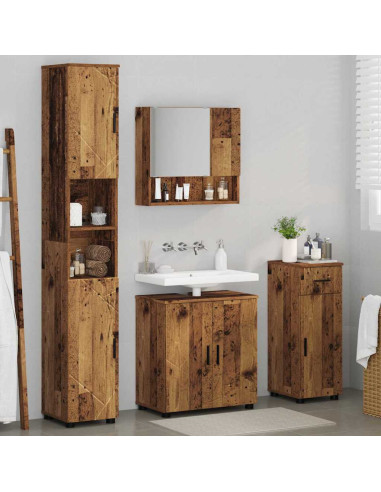 Set di mobili per il bagno con cassetto 4 pcs Legno vecchio