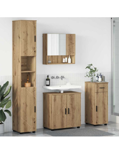 Set di mobili per il bagno con porta 4 pcs rovere artigianale
