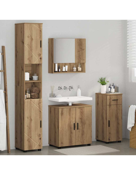 Set di mobili per il bagno con porta 4 pcs rovere artigianale