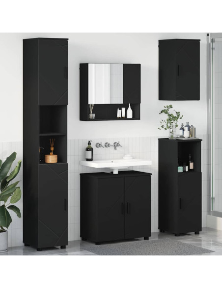 Set di mobili per il bagno con porta 5 pcs Nero 61 x 35 x 64 cm
