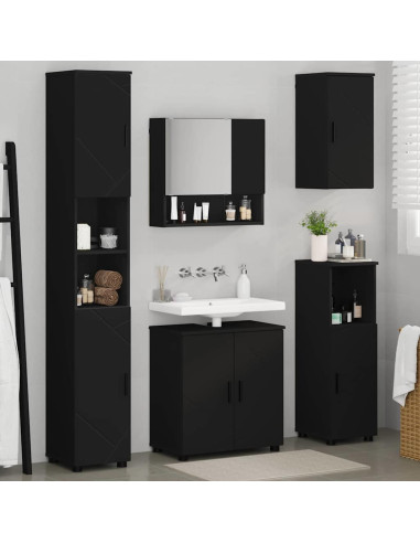 Set di mobili per il bagno Montaggio a parete 5 pcs Nero