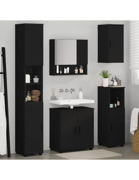 Set di mobili per il bagno con porta 5 pcs Nero 61 x 35 x 64 cm