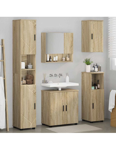 Set di mobili per il bagno 5 pcs rovere sonoma 61 x 35 x 64 cm