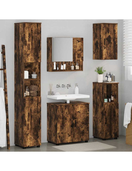 Set di mobili per il bagno 5 pz Rovere fumé 61 x 35 x 64 cm
