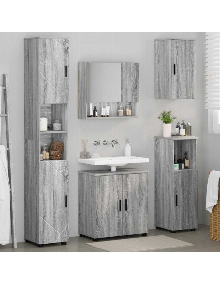 Set di mobili per il bagno 5 pcs Grigio sonoma 61 x 35 x 64 cm