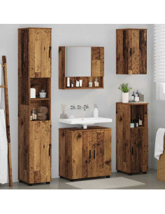 Set di mobili per il bagno con porta 5 pcs Legno vecchio 2