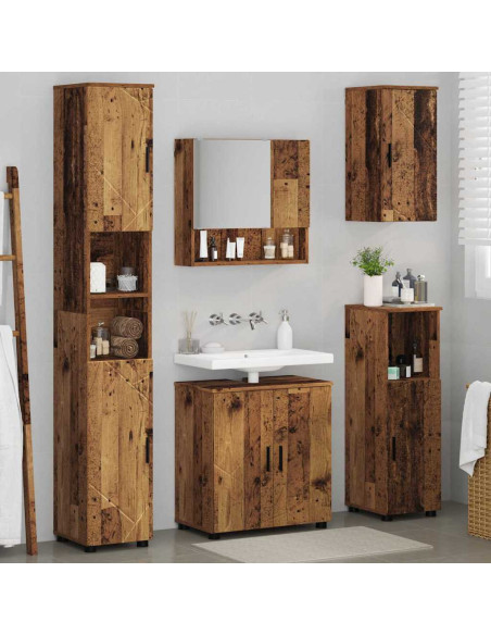 Set di mobili per il bagno con porta 5 pcs Legno vecchio