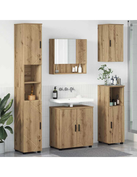 Set di mobili per il bagno con porta 5 pcs rovere artigianale
