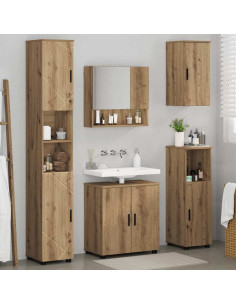 Set di mobili per il bagno 5 pz Rovere artigianale 2