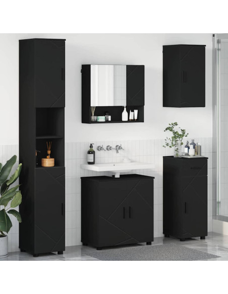 Set di mobili per il bagno con porta 5 pcs Nero 61 x 35 x 64 cm