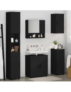Set di mobili per il bagno con cassetto con porta 5 pcs Nero 2