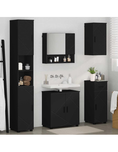 Set di mobili per il bagno con cassetto con porta 5 pcs Nero