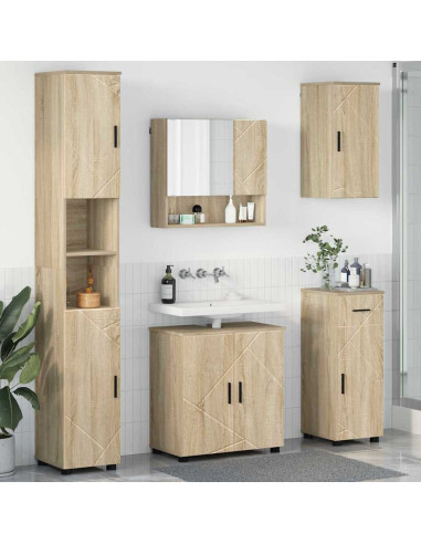 Set di mobili per il bagno 5 pcs rovere sonoma 61 x 35 x 64 cm