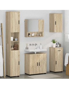 Set di mobili per il bagno con cassetto 5 pcs Rovere Sonoma 2