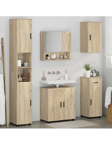 Set di mobili per il bagno con cassetto 5 pcs Rovere Sonoma