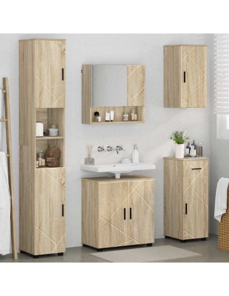 Set di mobili per il bagno con cassetto 5 pcs Rovere Sonoma