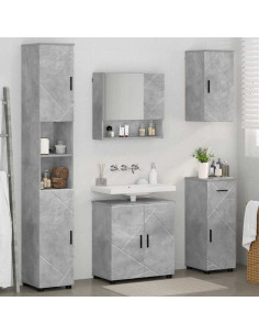 Set di mobili per il bagno con cassetto 5 pcs Grigio cemento 2