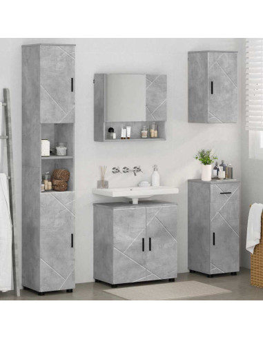 Set di mobili per il bagno con cassetto 5 pcs Grigio cemento