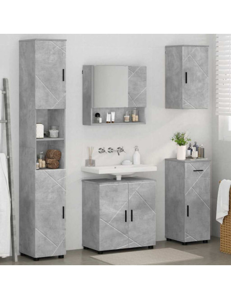 Set di mobili per il bagno con cassetto 5 pcs Grigio cemento
