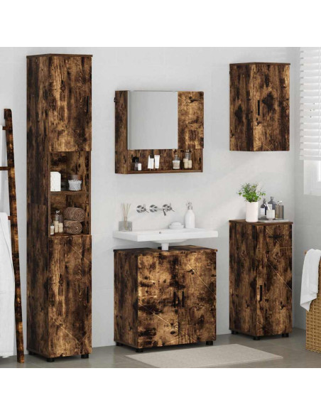 Set di mobili per il bagno 5 pz Rovere fumé 61 x 35 x 64 cm