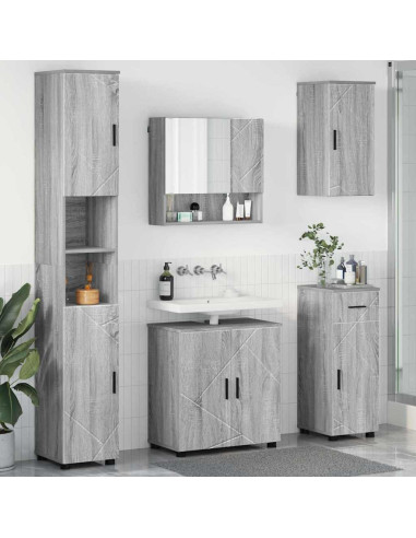 Set di mobili per il bagno 5 pcs Grigio sonoma 61 x 35 x 64 cm