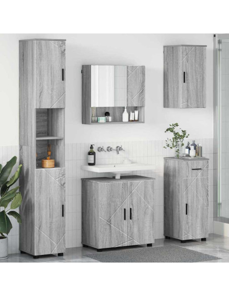 Set di mobili per il bagno 5 pcs Grigio sonoma 61 x 35 x 64 cm