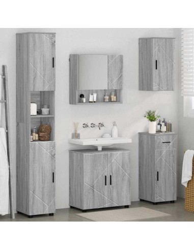 Set di mobili per il bagno 5 pcs Grigio sonoma 61 x 35 x 64 cm