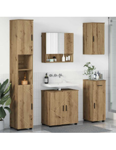 Set di mobili per il bagno con porta 5 pcs rovere artigianale 2