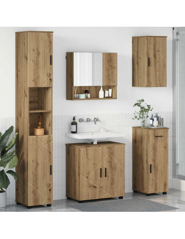 Set di mobili per il bagno con porta 5 pcs rovere artigianale