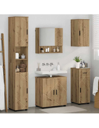 Set di mobili per il bagno con porta 5 pcs rovere artigianale