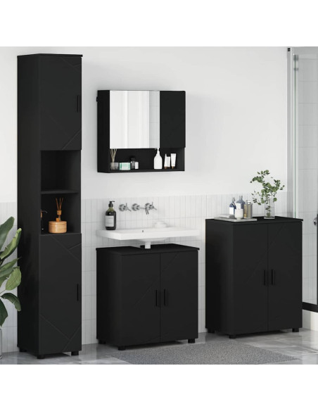 Set di mobili per il bagno con porta 4 pcs Nero 61 x 35 x 64 cm