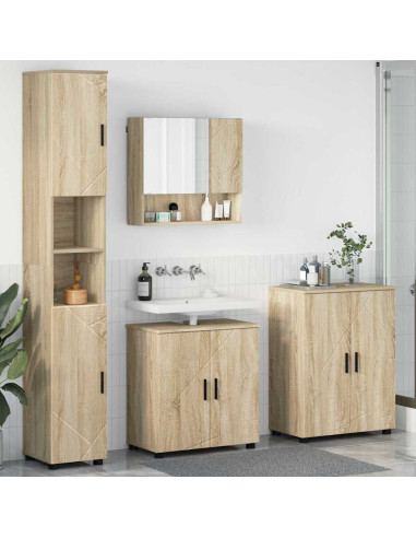 Set di mobili per il bagno 4 pcs rovere sonoma 61 x 35 x 64 cm