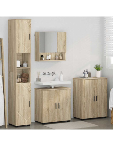Set di mobili per il bagno con porta 4 pcs Rovere Sonoma