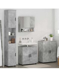 Set di mobili per il bagno con porta 4 pcs Grigio cemento 2