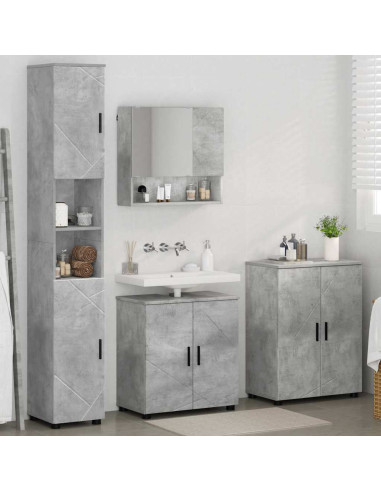 Set di mobili per il bagno con porta 4 pcs Grigio cemento