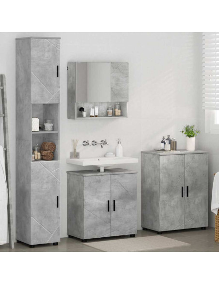 Set di mobili per il bagno con porta 4 pcs Grigio cemento