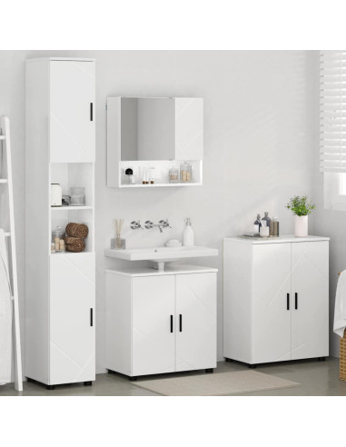 Set di mobili per il bagno con porta 4 pcs Bianco Lucido