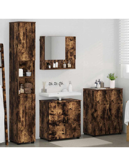 Set di mobili per il bagno 4 pz Rovere fumé 61 x 35 x 64 cm